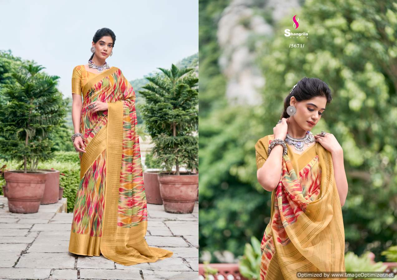 Shangrila Niharika Digital 2 Fancy Wear Soft Linen Digital Pure Print Saree Collection